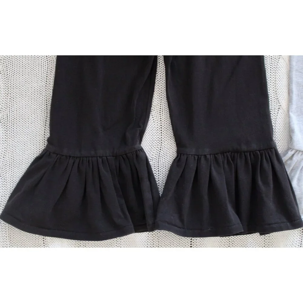 Lot of 2 MATILDA JANE Girl's Big Ruffles Pants Black & Gray, Size 4 REPAIR - Picture 10 of 12
